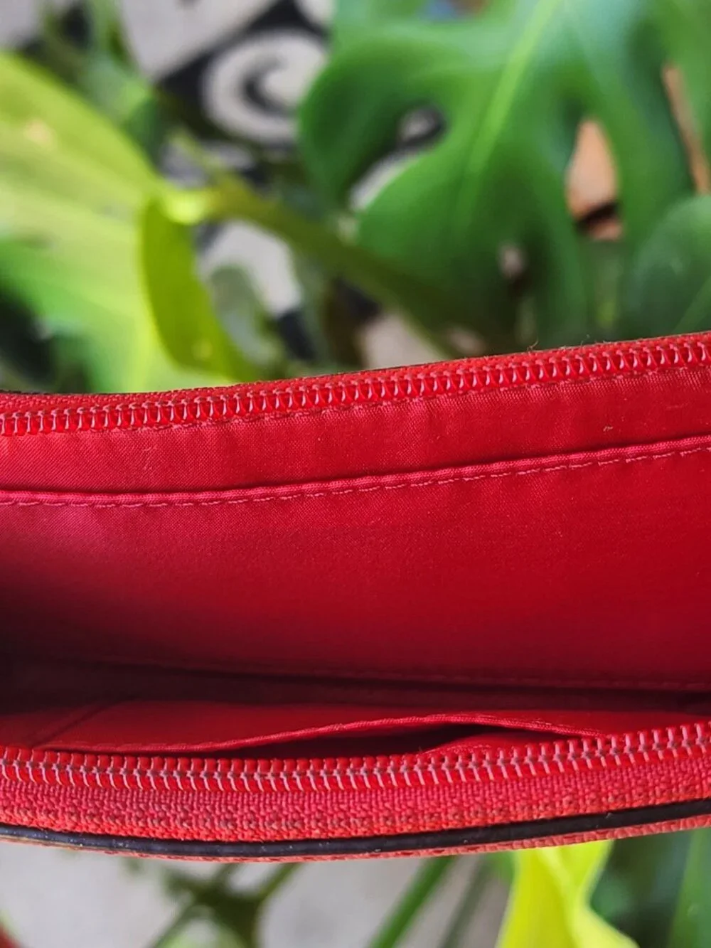 Coach Cross Grain Leather Corner Zip Wristlet Wallet in Red